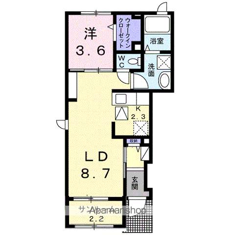 グラース・TYⅡ(1LDK/1階)の間取り写真