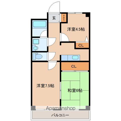 クオーレ白鳥(2LDK/3階)の間取り写真