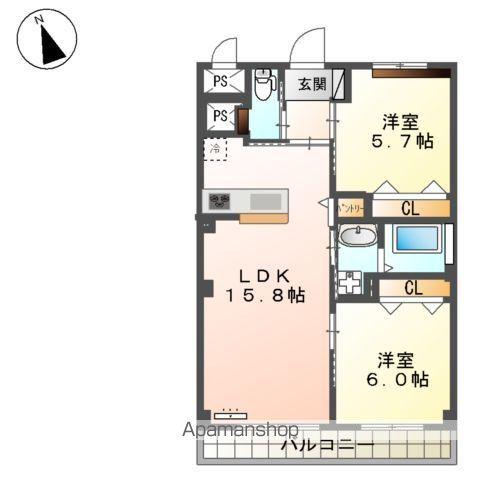 WEALTH COMFORT 新宮(2LDK/3階)の間取り写真