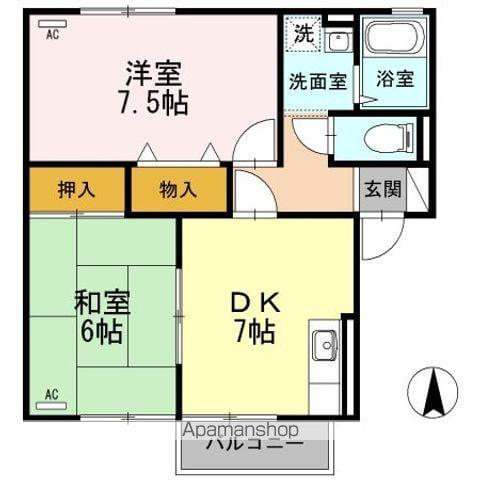 スイートハウス 1棟(2DK/1階)の間取り写真