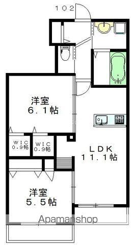 APRILLA GRANDE(2LDK/1階)の間取り写真