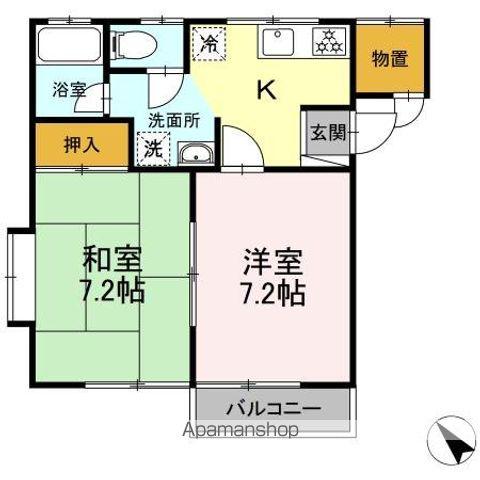 クレメンティアC(2K/2階)の間取り写真