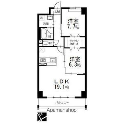 オルソパール伝馬(2LDK/12階)の間取り写真
