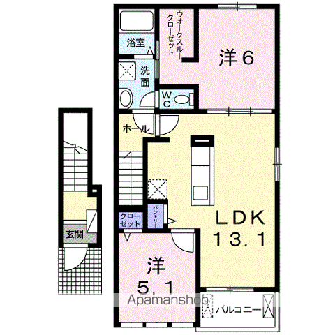 エム・シャルム善通寺Ⅰ(2LDK/2階)の間取り写真