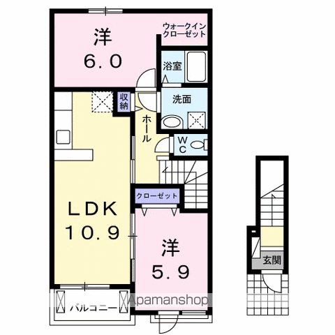 アンシャンテⅡ(2LDK/2階)の間取り写真
