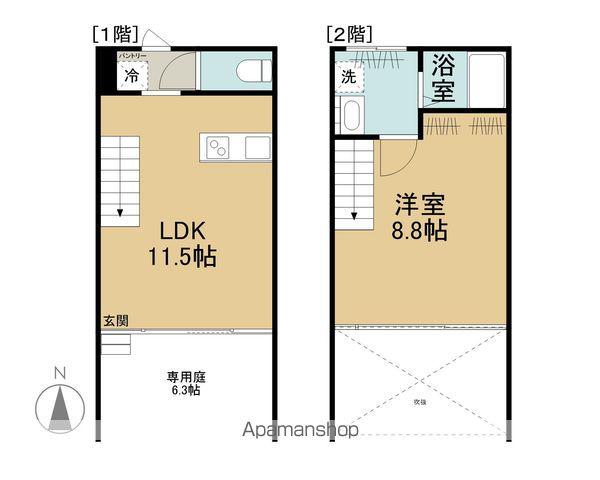 北陸新幹線 長野駅(ＪＲ・しなの) バス乗車時間：16分 母袋バス停で下車 徒歩5分 2階建 築1年(1LDK)の間取り写真