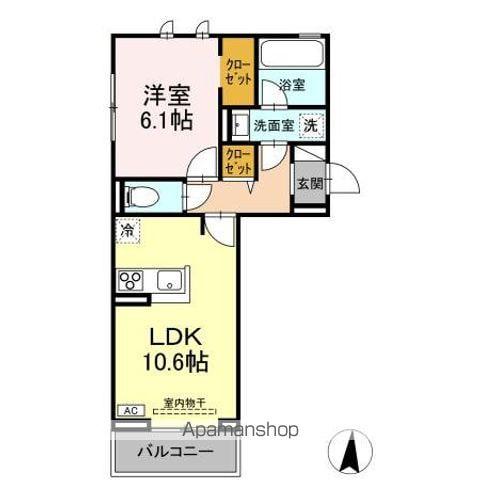 ヘシレ中御所(1LDK/3階)の間取り写真