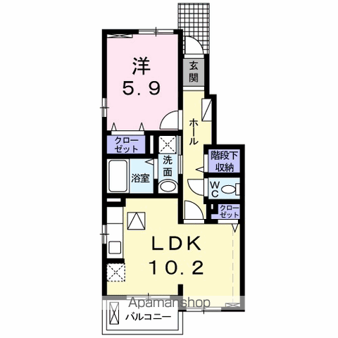 ゆうえんハイツ(1LDK/1階)の間取り写真