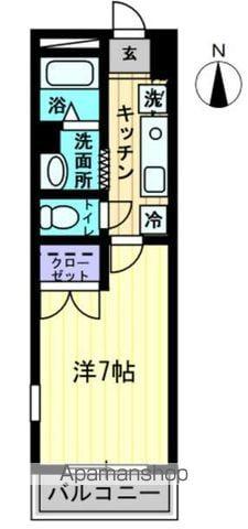 アイランドガーデン山田(1K/2階)の間取り写真