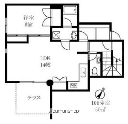 ドミナーレサクマ(1LDK/1階)の間取り写真