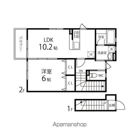 コンフォート吉岡Ⅲ(1LDK/2階)の間取り写真