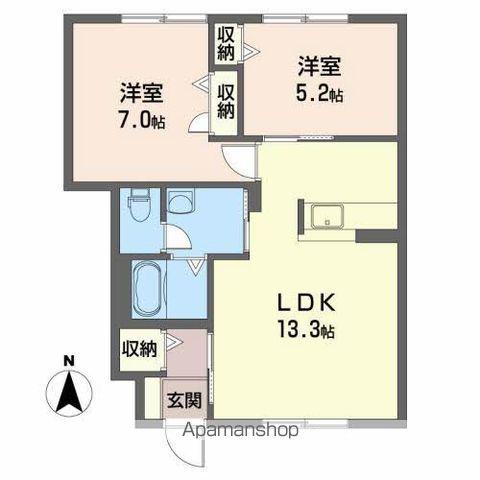 シャーメゾンディアス川内A(2LDK/1階)の間取り写真