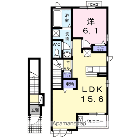 アズミノ(1LDK/2階)の間取り写真