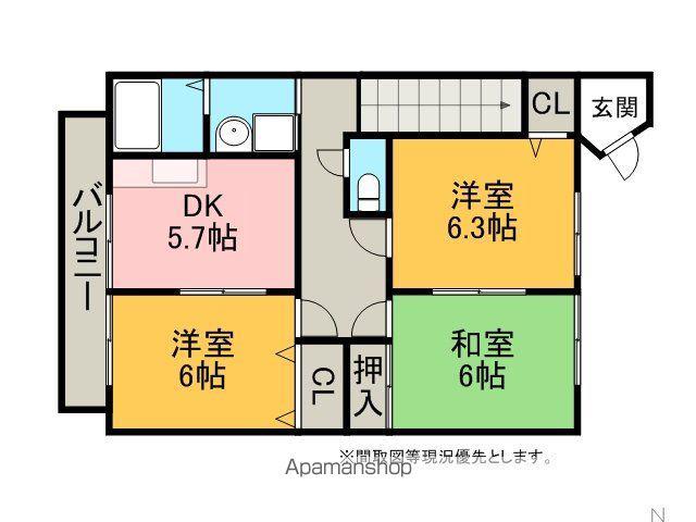 ハイステージⅧ(3DK/2階)の間取り写真