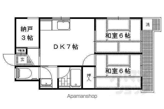 くめマンション(2SDK/4階)の間取り写真