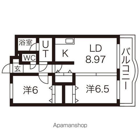 ライプン(2LDK/5階)の間取り写真