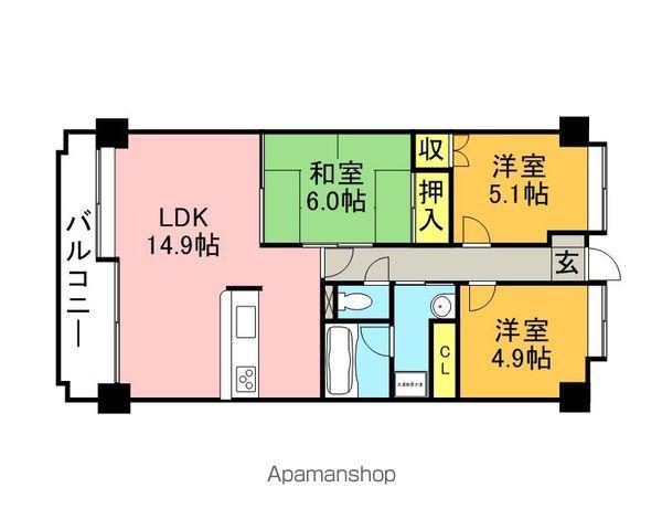 エンゼルマリナコート姪浜参番館(3LDK/4階)の間取り写真