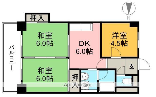 コーポ田中5号館(3DK/6階)の間取り写真