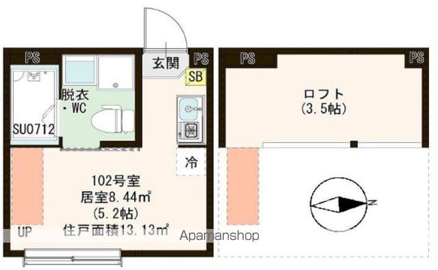 ハーモニーテラス北小岩XIV(ワンルーム/1階)の間取り写真