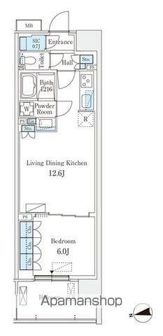 スカイグランデ津田沼(1LDK/2階)の間取り写真