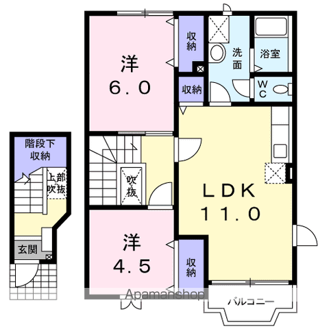 ミルト下島(2LDK/2階)の間取り写真