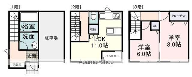 ブランドノワール(2LDK/3階)の間取り写真