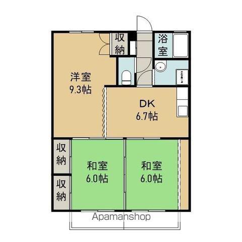 オーシャン東谷山(3DK/2階)の間取り写真