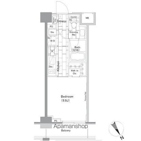 ザ・パークハビオ横浜山手(1K/7階)の間取り写真