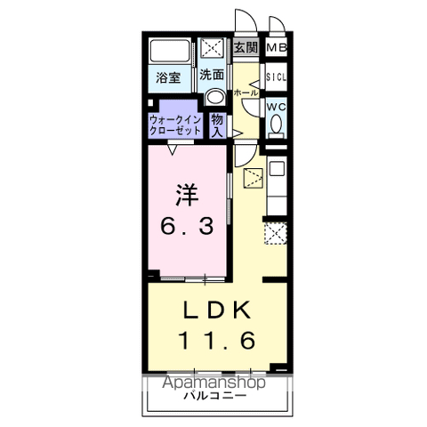 ルーチェ(1LDK/1階)の間取り写真