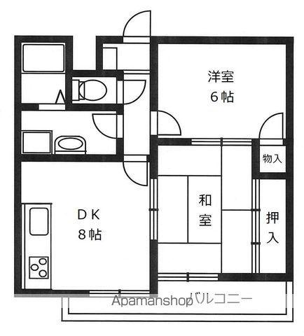 みずきマンション(2DK/4階)の間取り写真