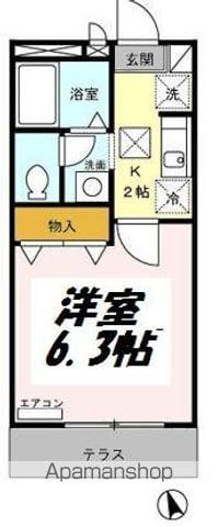 ブランシェ鷹の台(1K/1階)の間取り写真