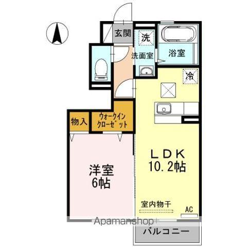 グランシャリオスッド(1LDK/1階)の間取り写真