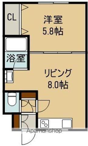 グロリアハイツ深堀(1DK/1階)の間取り写真