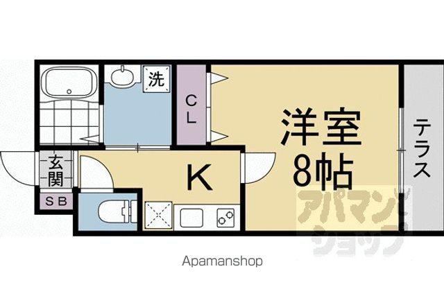 グランディール円町(1K/1階)の間取り写真