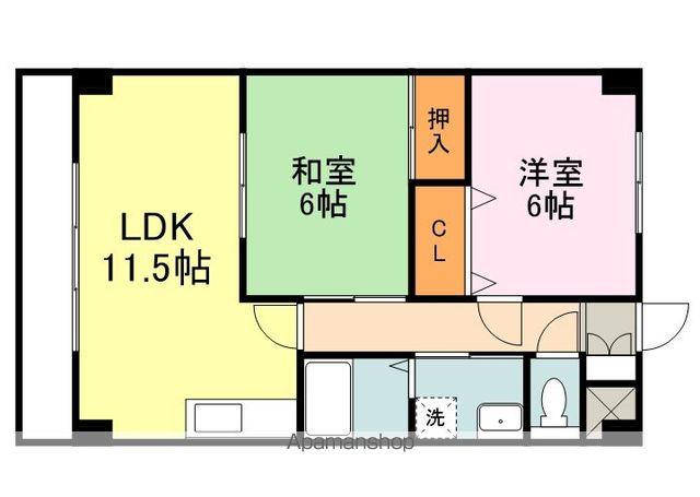 鷹取プレイス(2LDK/4階)の間取り写真