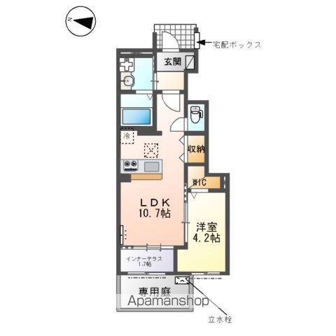 西宮市山口町アパートK(1LDK/1階)の間取り写真