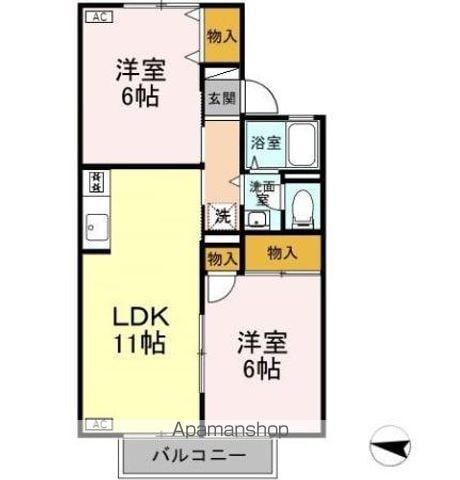 グランシャリオ結A/B(2LDK/2階)の間取り写真