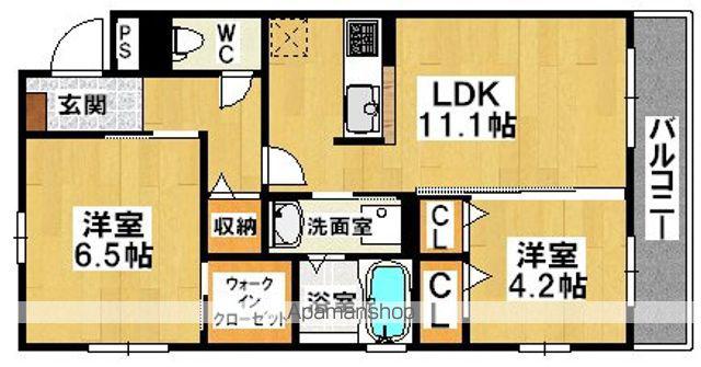 グランドシャーメゾン北花田N棟S棟(2LDK/2階)の間取り写真