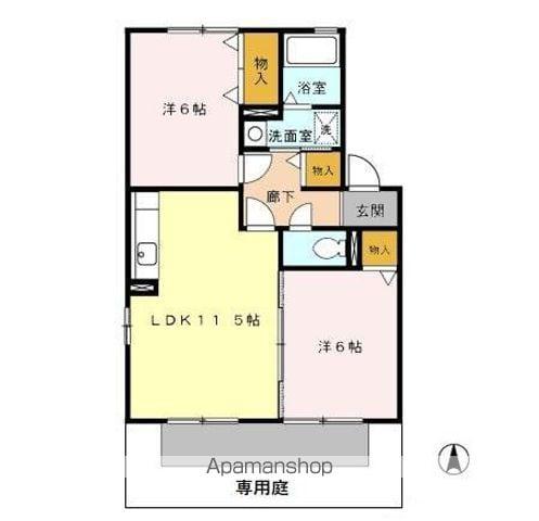 レェーヴ江向(2LDK/1階)の間取り写真