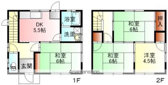 広島県福山市 2階建 築43年(4DK)の間取り写真