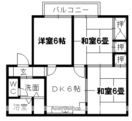 レジデンス西村B棟(3DK/2階)の間取り写真