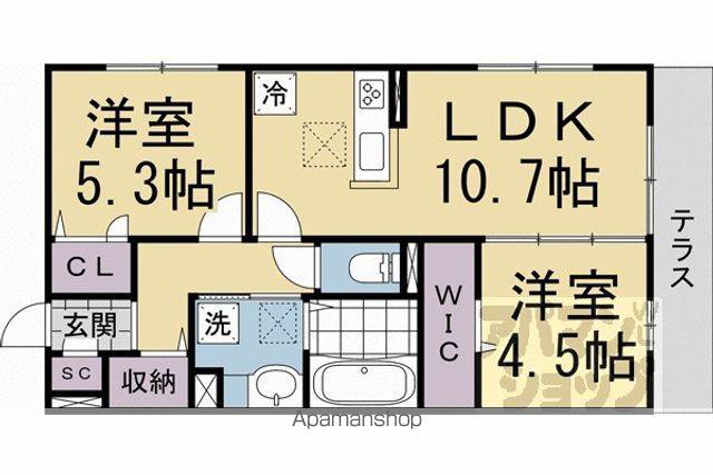 Dーレジデンス二条(2LDK/2階)の間取り写真