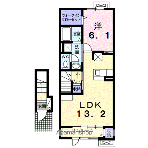 カインドハウスⅢ(1LDK/2階)の間取り写真
