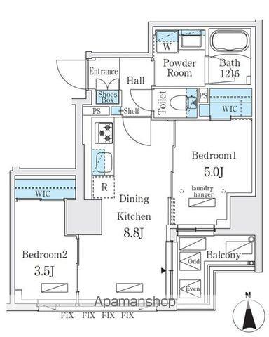 ジオエント秋葉原(2DK/10階)の間取り写真