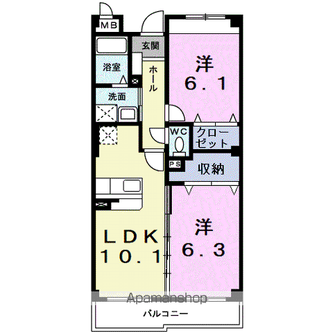 SUNSOLEIL21(2LDK/1階)の間取り写真