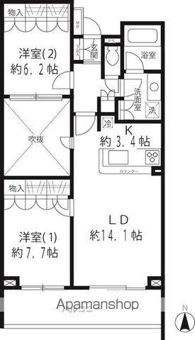 リベルテ等々力(2LDK/2階)の間取り写真