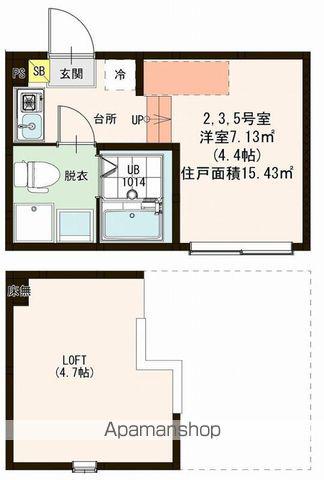 ハーモニーテラス三園A(ワンルーム/1階)の間取り写真
