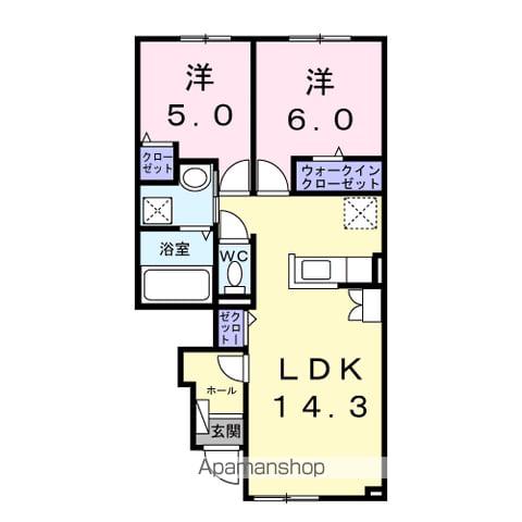 ひまわりⅤ(2LDK/1階)の間取り写真