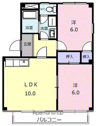 プラムヴィレッジ(2LDK/3階)の間取り写真