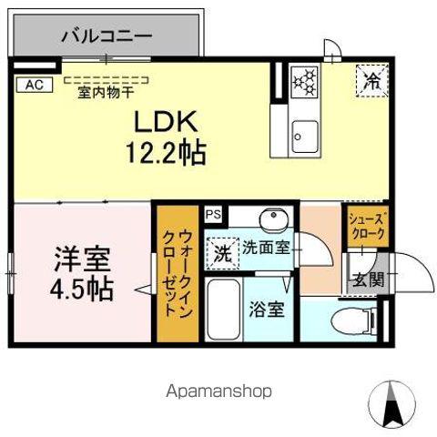 GRAND D-ROOM高宮北E(1LDK/2階)の間取り写真